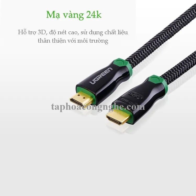 Ugreen 10296 10M màu Đen Cáp tín hiệu HDMI vỏ bọc kim loại hỗ trợ 3D 4K2K HD126 30010296